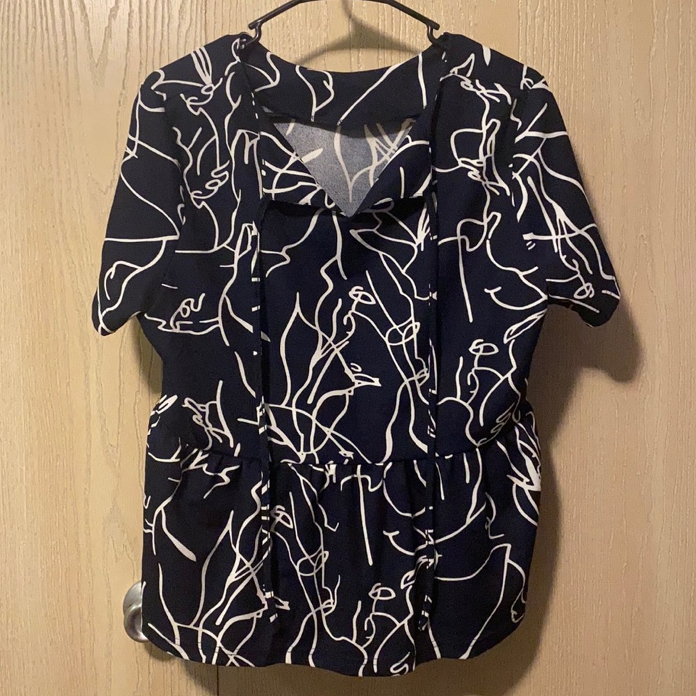 Blue and White Blouse